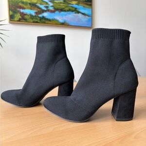 Mia BNIB knit sock block-heel booties